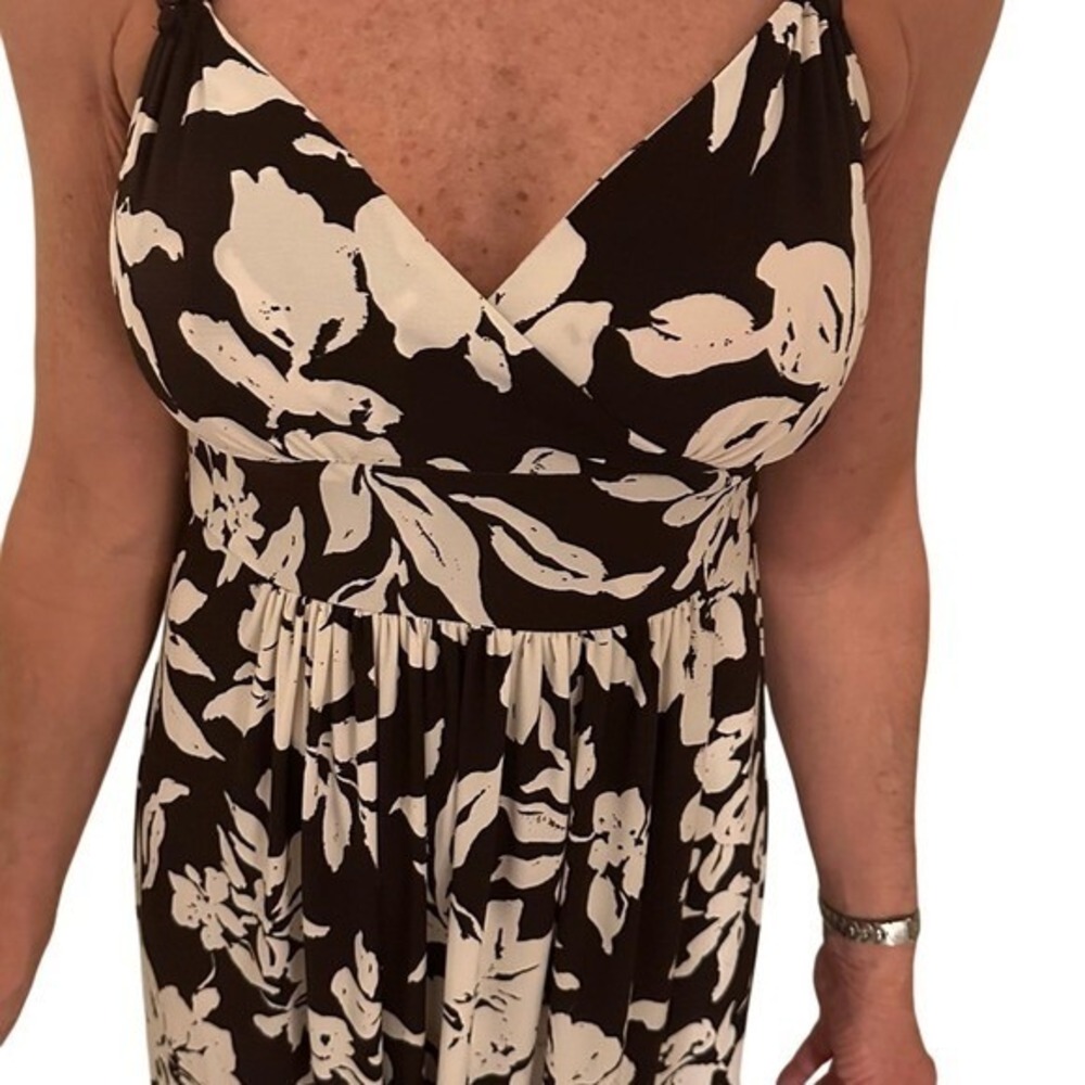 American Living Brown and White Floral Maxi Dress